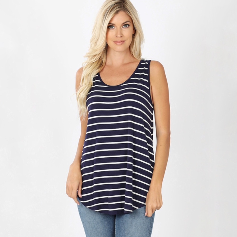 Navy Striped Tank